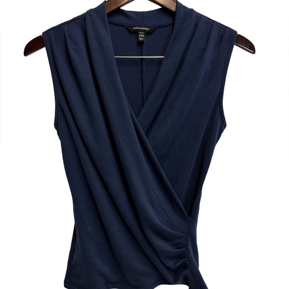 Banana Republic Navy Wrap Top - Picture 1 of 8